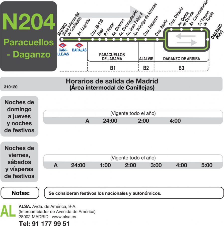 Horario de ida