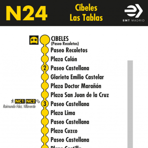 Horario de ida Línea N24 Autobuses Nocturnos