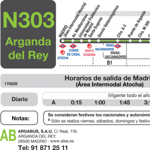 Horario de ida Línea N-303 Autobuses Nocturnos