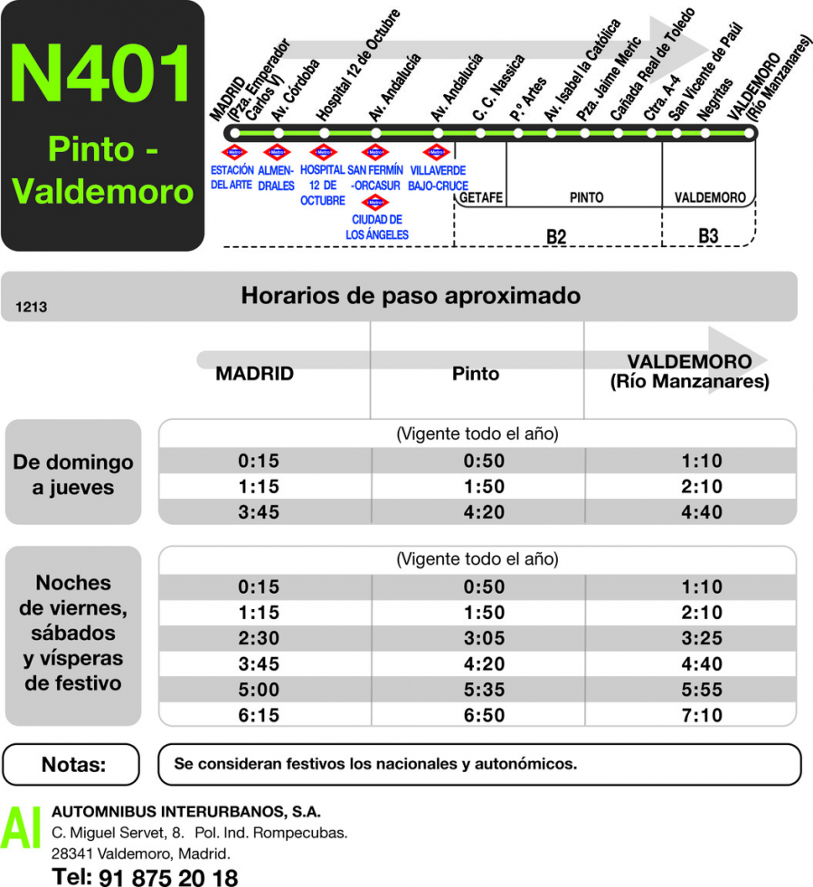 Horario de ida