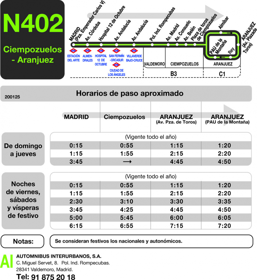 Horario de ida