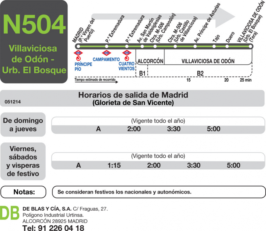 Horario de ida