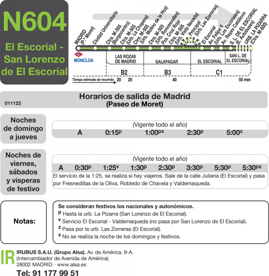 Horario de ida