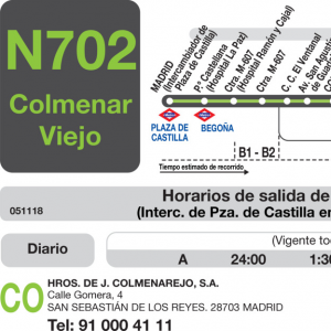 Horario de ida Línea N-702 Autobuses Nocturnos