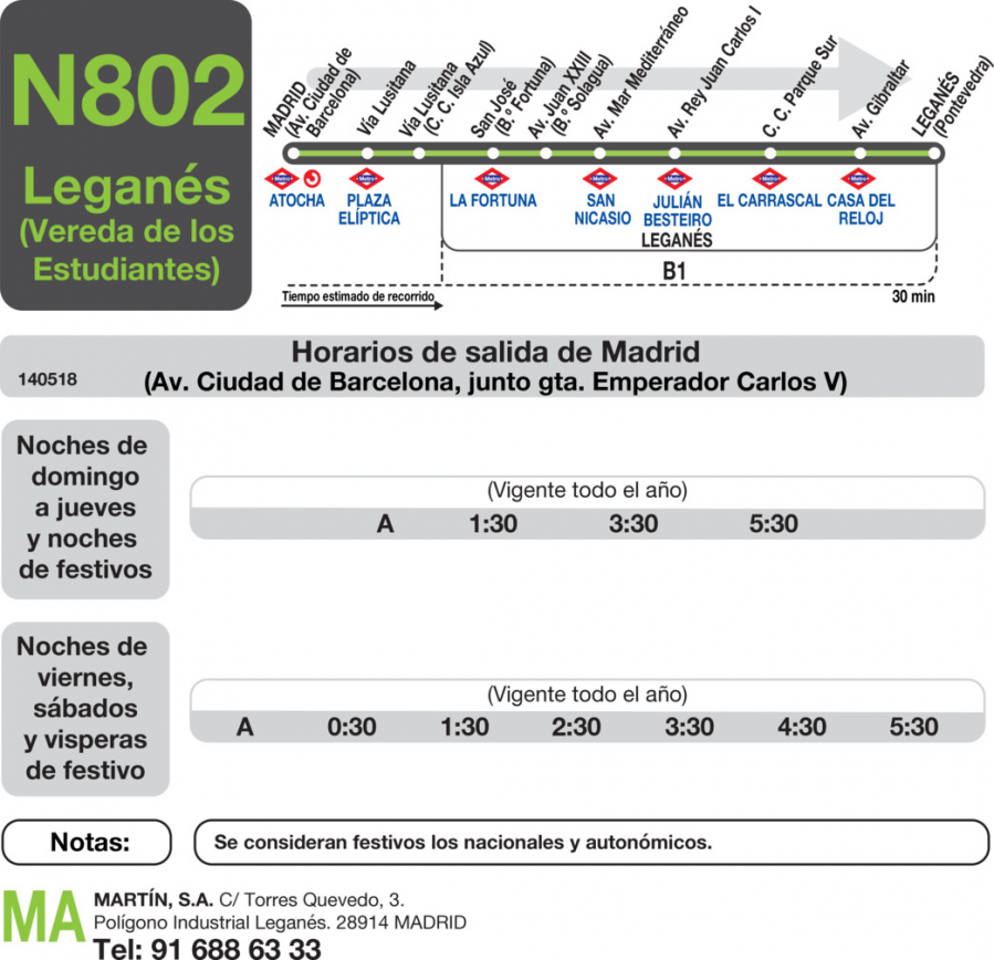 Horario de ida