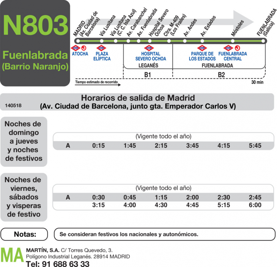 Horario de ida