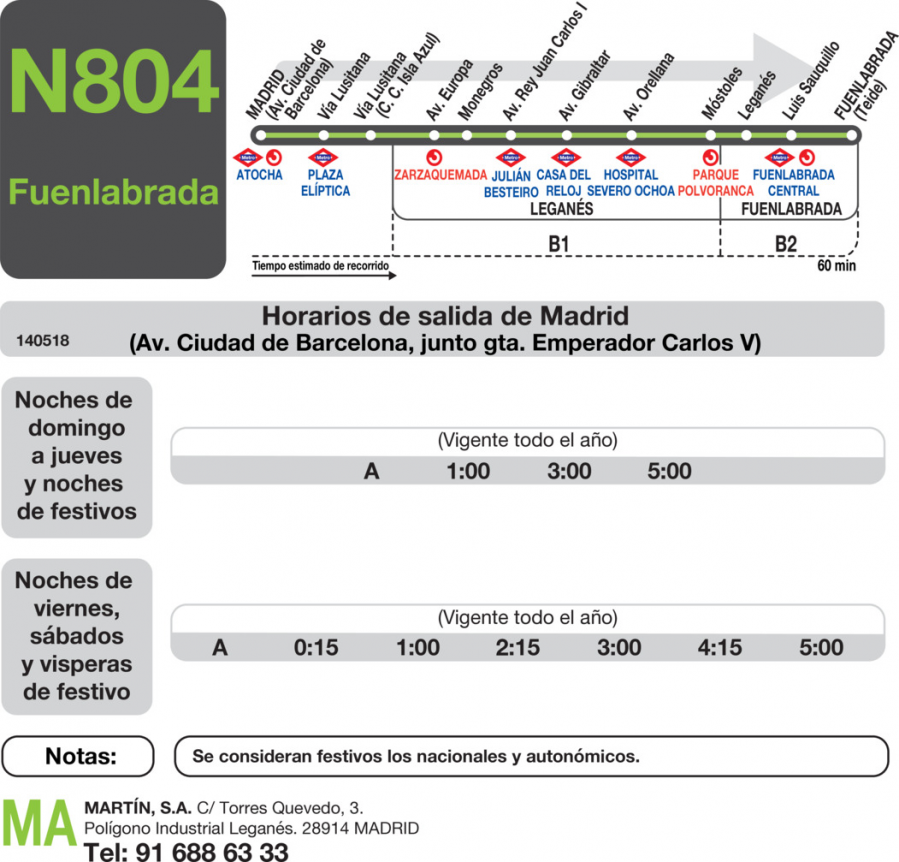 Horario de ida