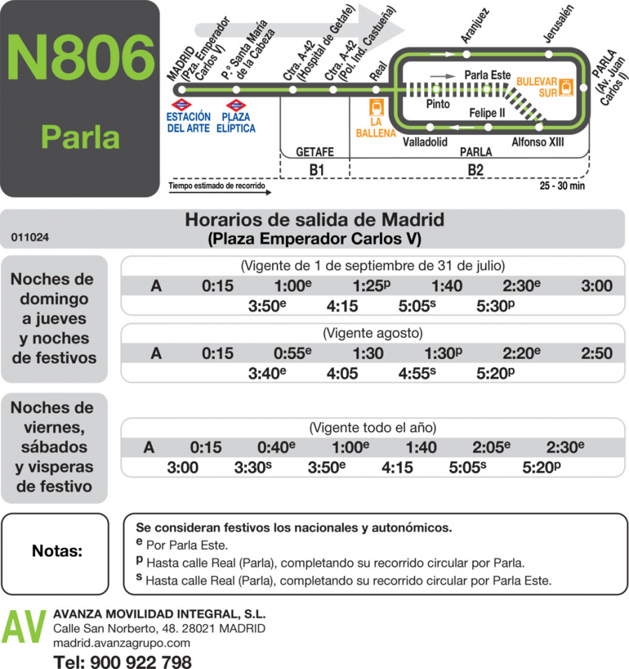 Horario de ida