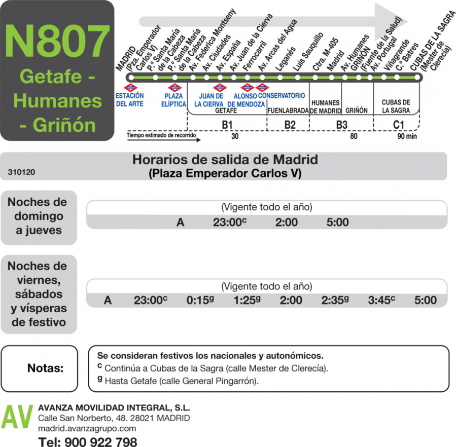 Horario de ida