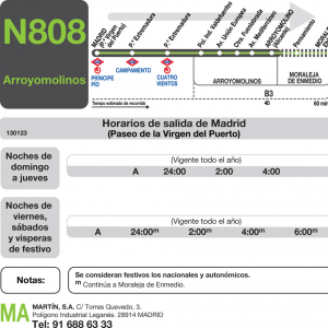 Horario de ida Línea N-808 Autobuses Nocturnos