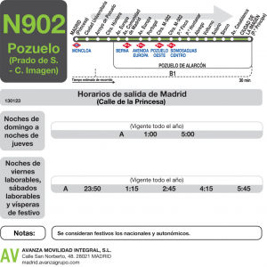 Horario de ida Línea N-902 Autobuses Nocturnos