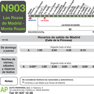 Horario de ida Línea N-903 Autobuses Nocturnos