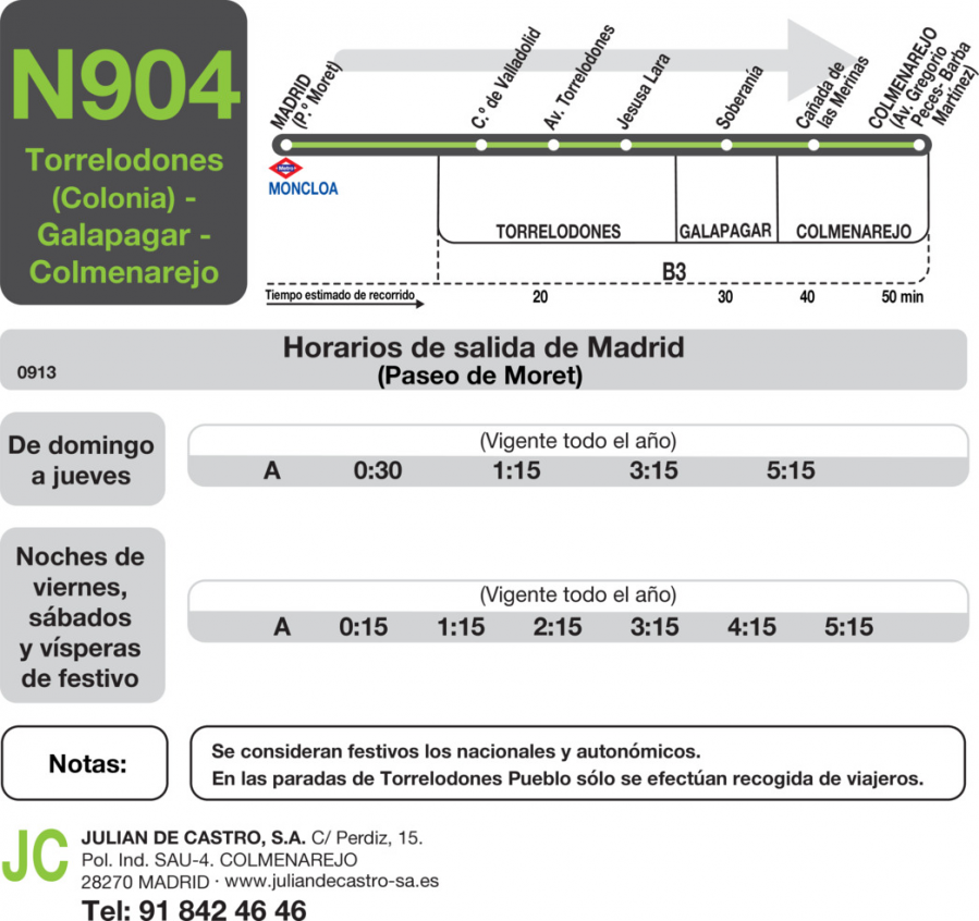 Horario de ida