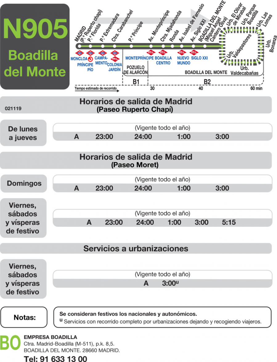 Horario de ida