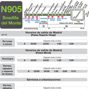 Horario de ida Línea N-905 Autobuses Nocturnos