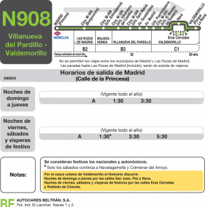 Horario de ida Línea N-908 Autobuses Nocturnos