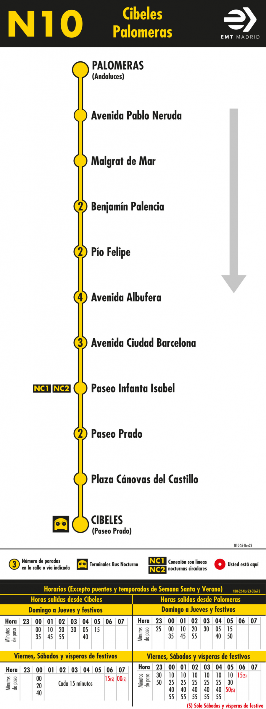 Horario de vuelta