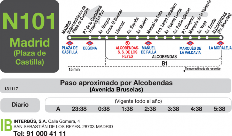 Horario de vuelta