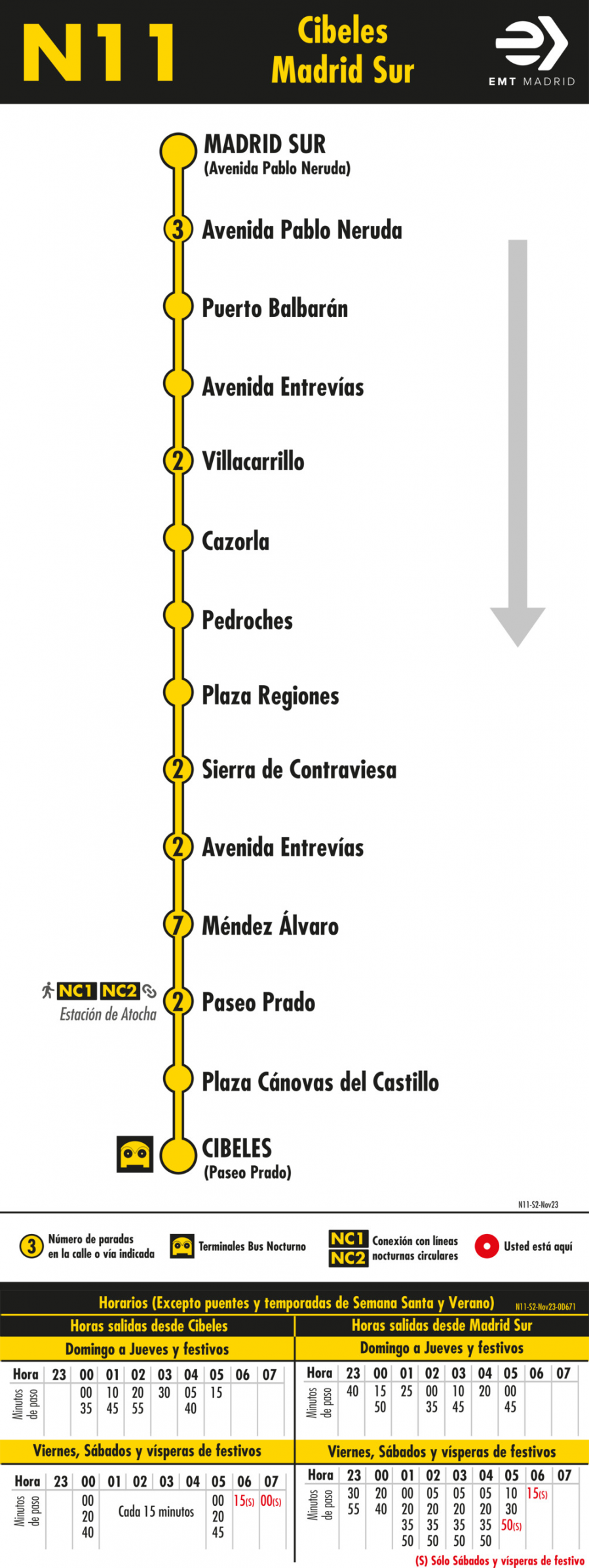 Horario de vuelta