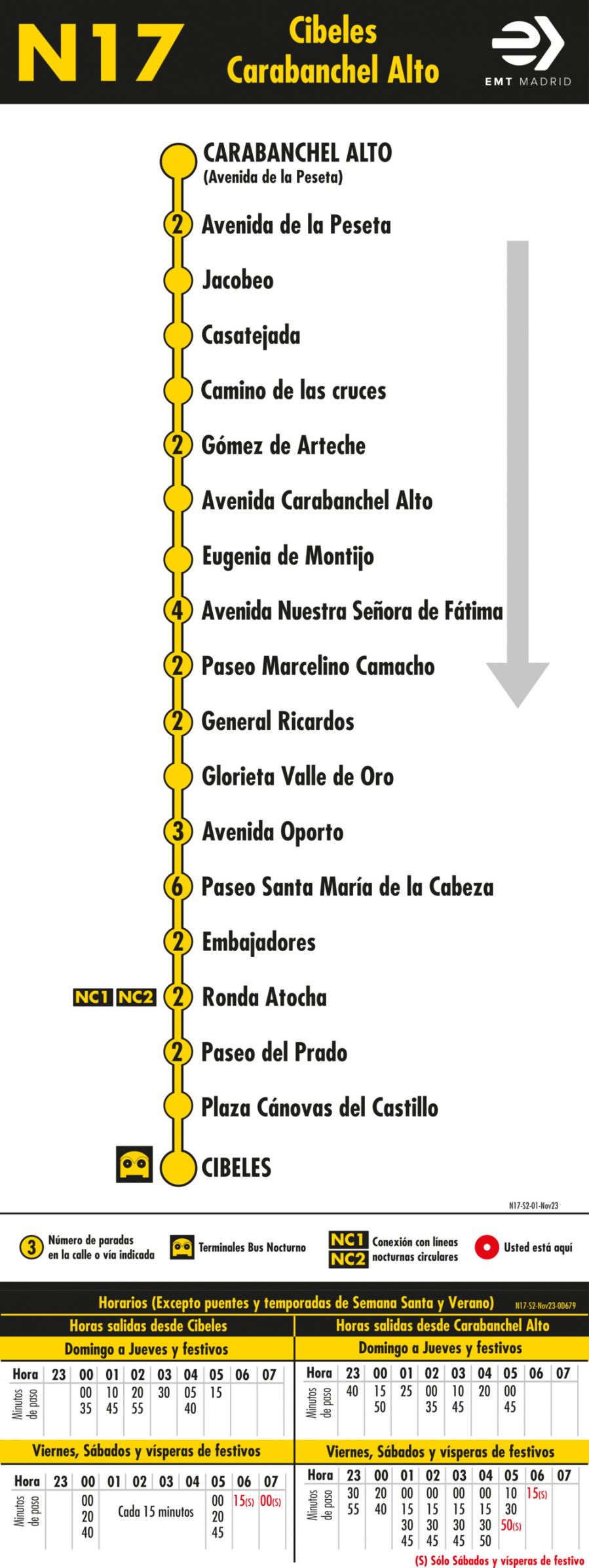 Horario de vuelta