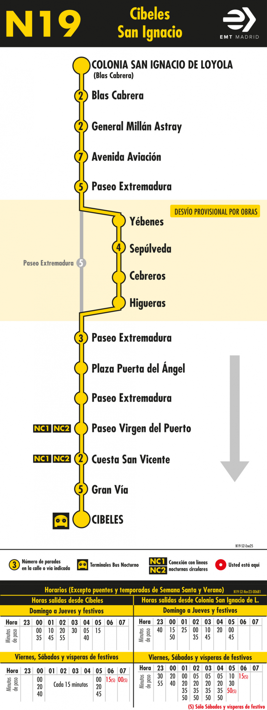 Horario de vuelta