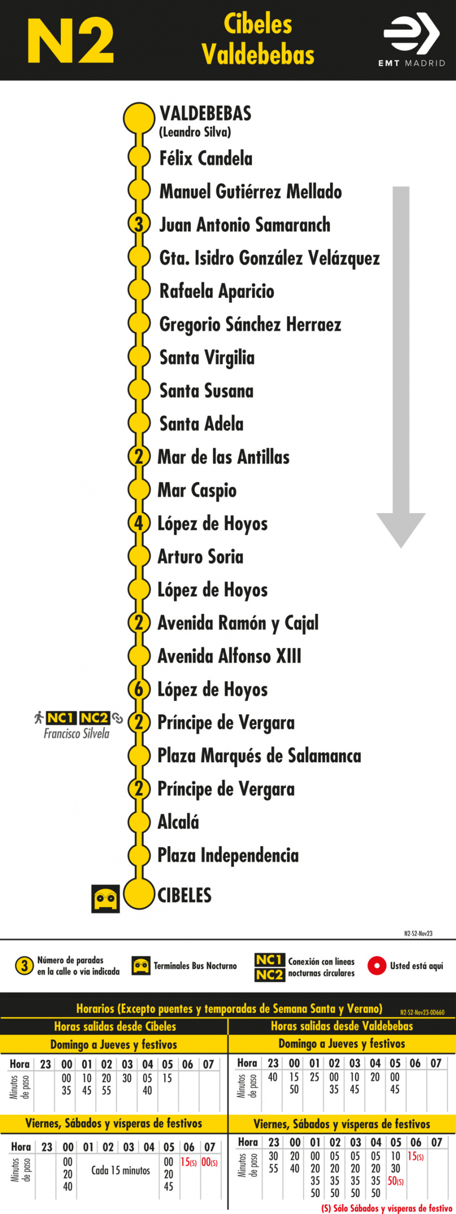 Horario de vuelta