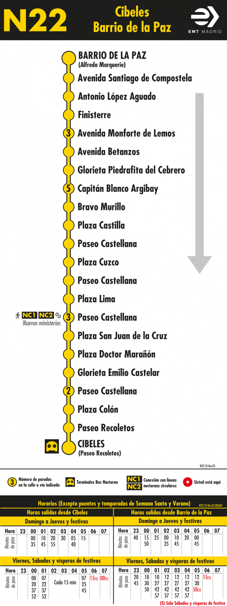 Horario de vuelta