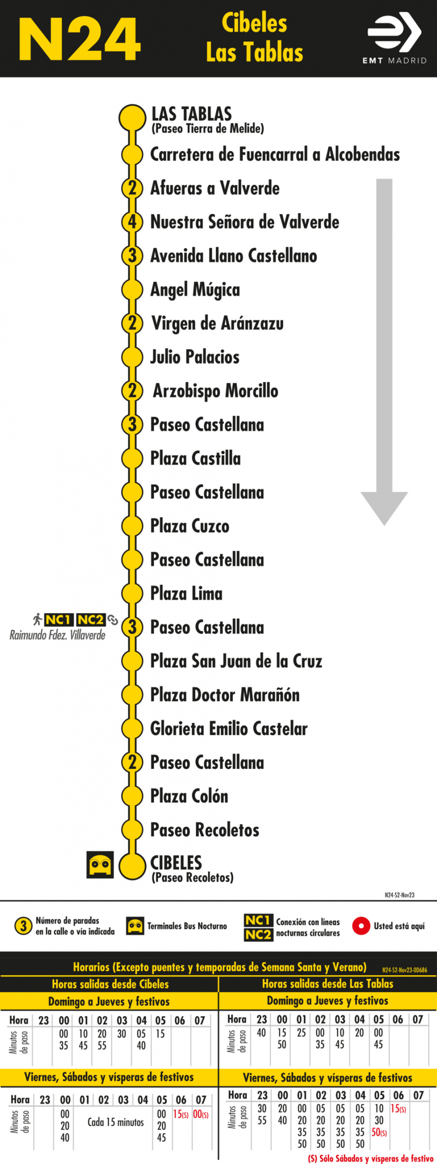 Horario de vuelta