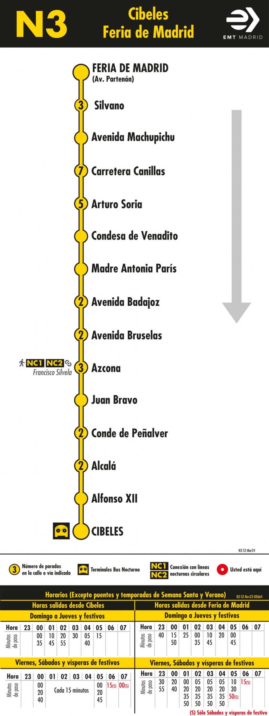 Horario de vuelta