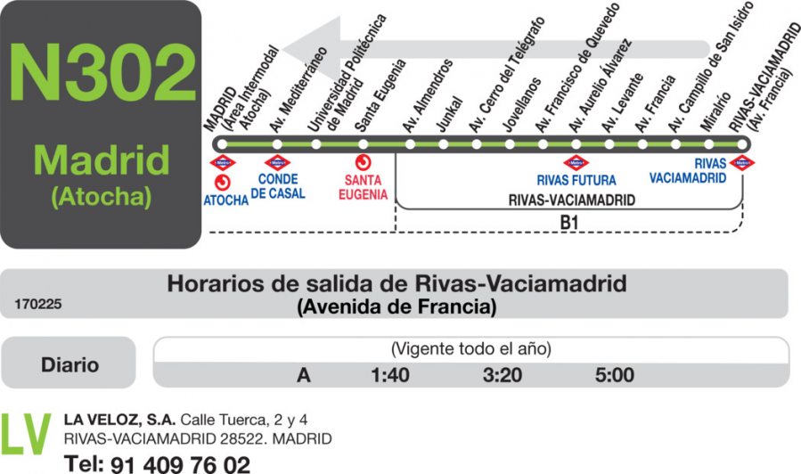 Horario de vuelta