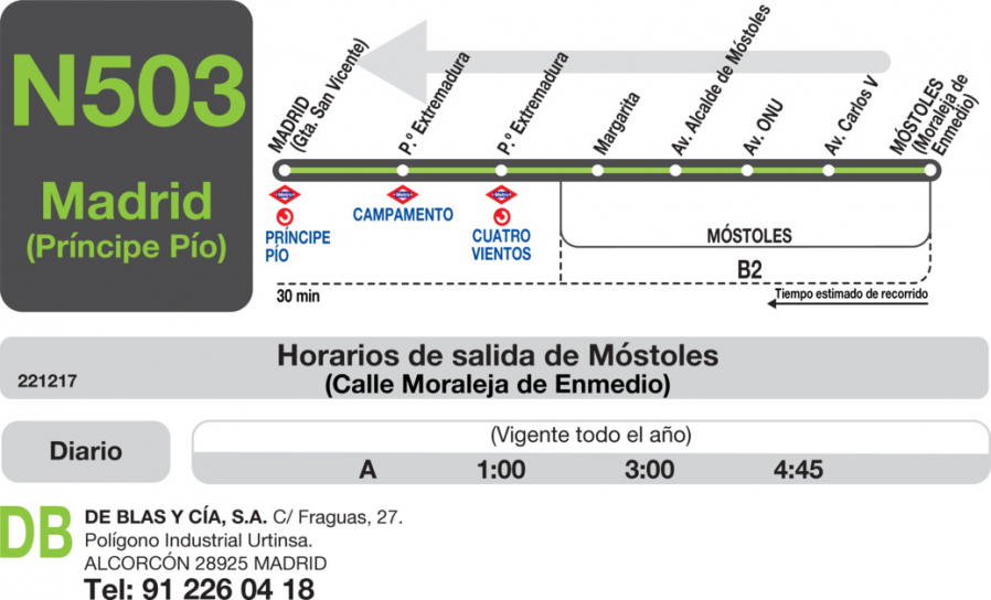 Horario de vuelta