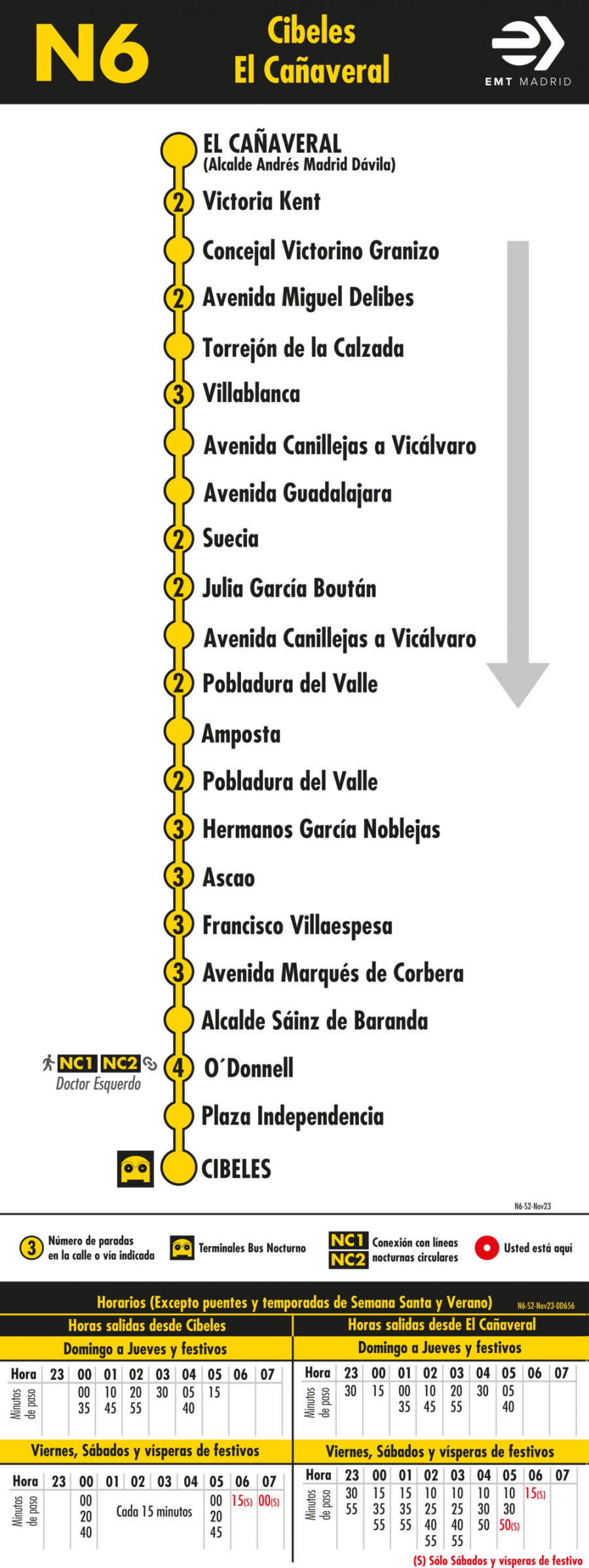 Horario de vuelta