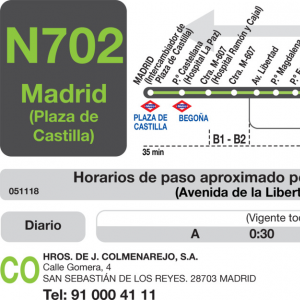 Horario de vuelta Línea N-702 Autobuses Nocturnos