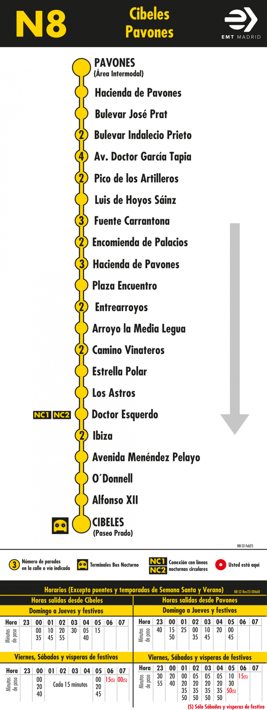 Horario de vuelta