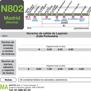 Horario de vuelta Línea N-802 Autobuses Nocturnos