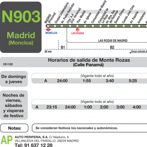 Horario de vuelta Línea N-903 Autobuses Nocturnos