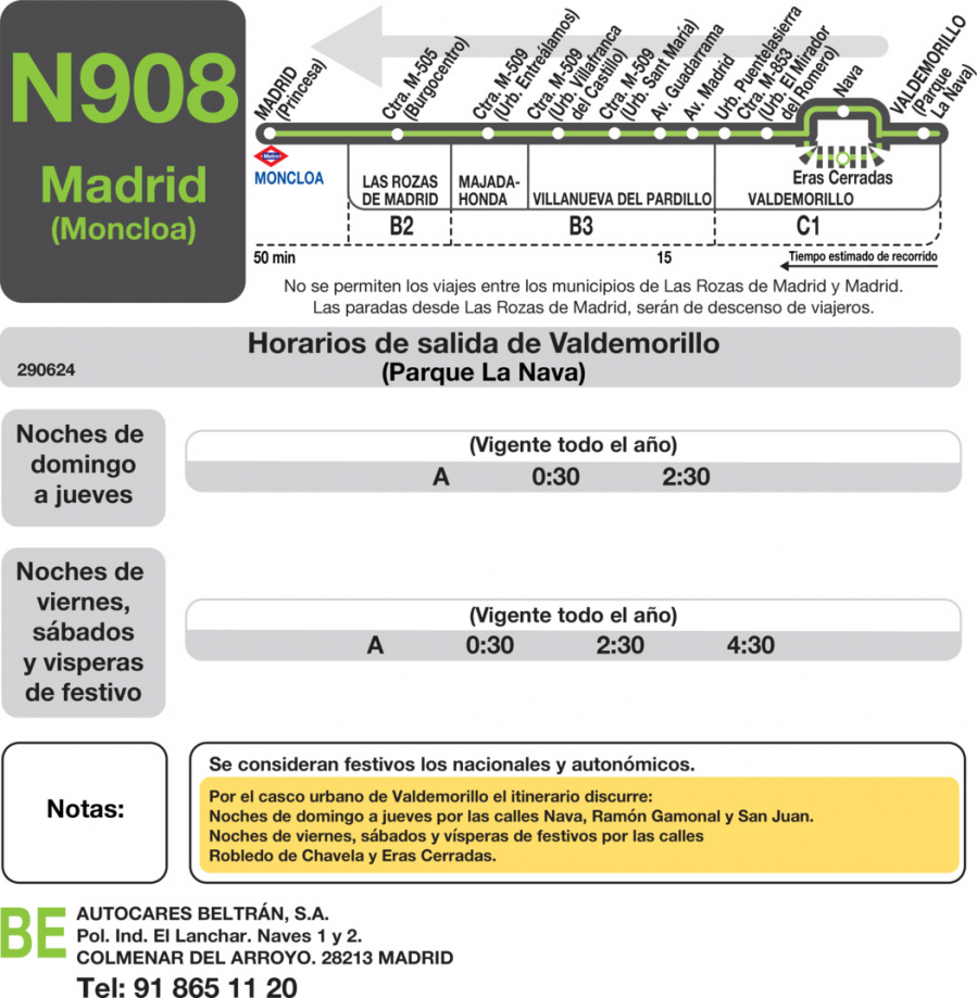 Horario de vuelta