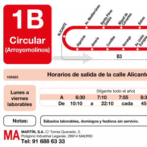 Horario de ida Línea L-1B Arroyomolinos Autobuses Urbanos