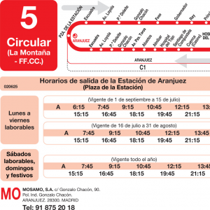 Horario de ida Línea L-5 Aranjuez Autobuses Urbanos