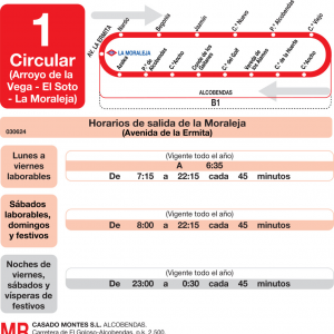 Horario de ida Línea L-1 Alcobendas Autobuses Urbanos