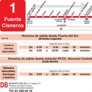 Horario de ida Línea L-1 Alcorcón Autobuses Urbanos