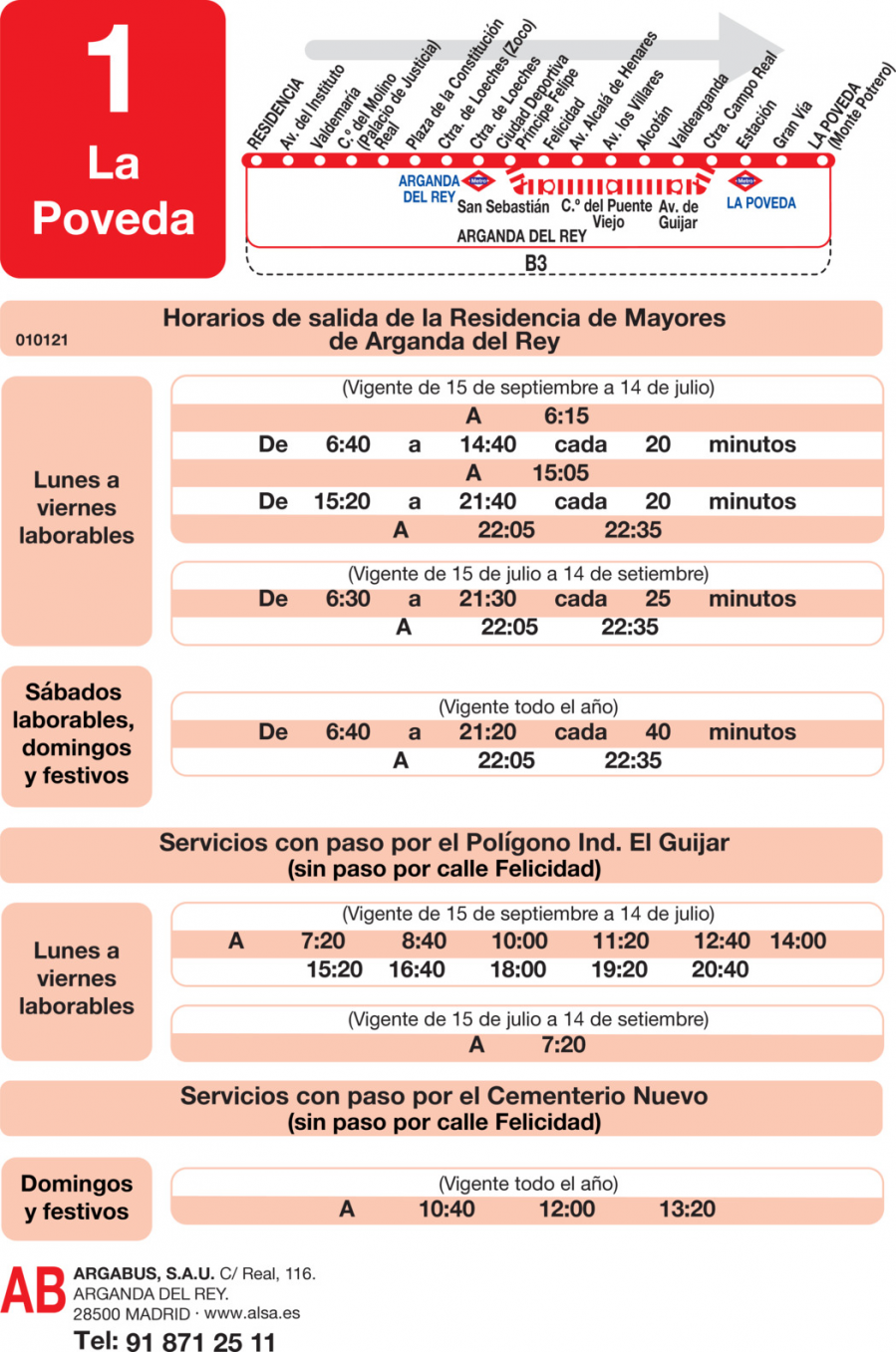 Horario de ida