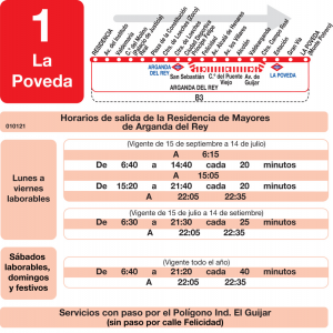 Horario de ida Línea L-1 Arganda del Rey Autobuses Urbanos