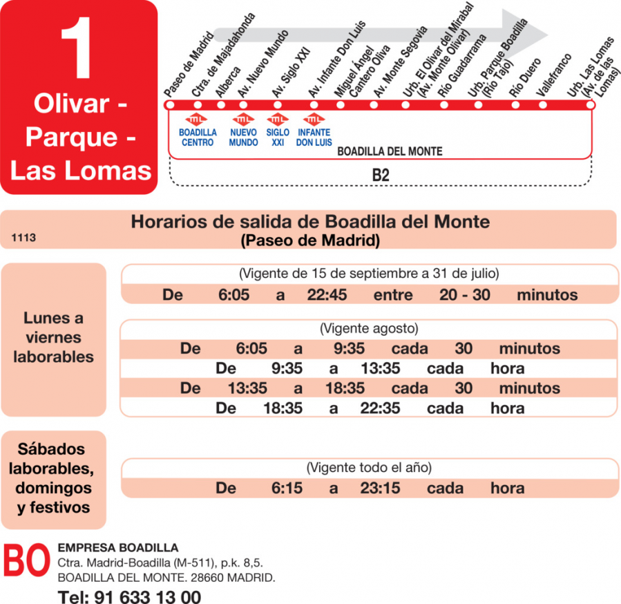 Horario de ida