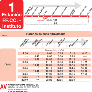 Horario de ida Línea L-1 Cercedilla Autobuses Urbanos