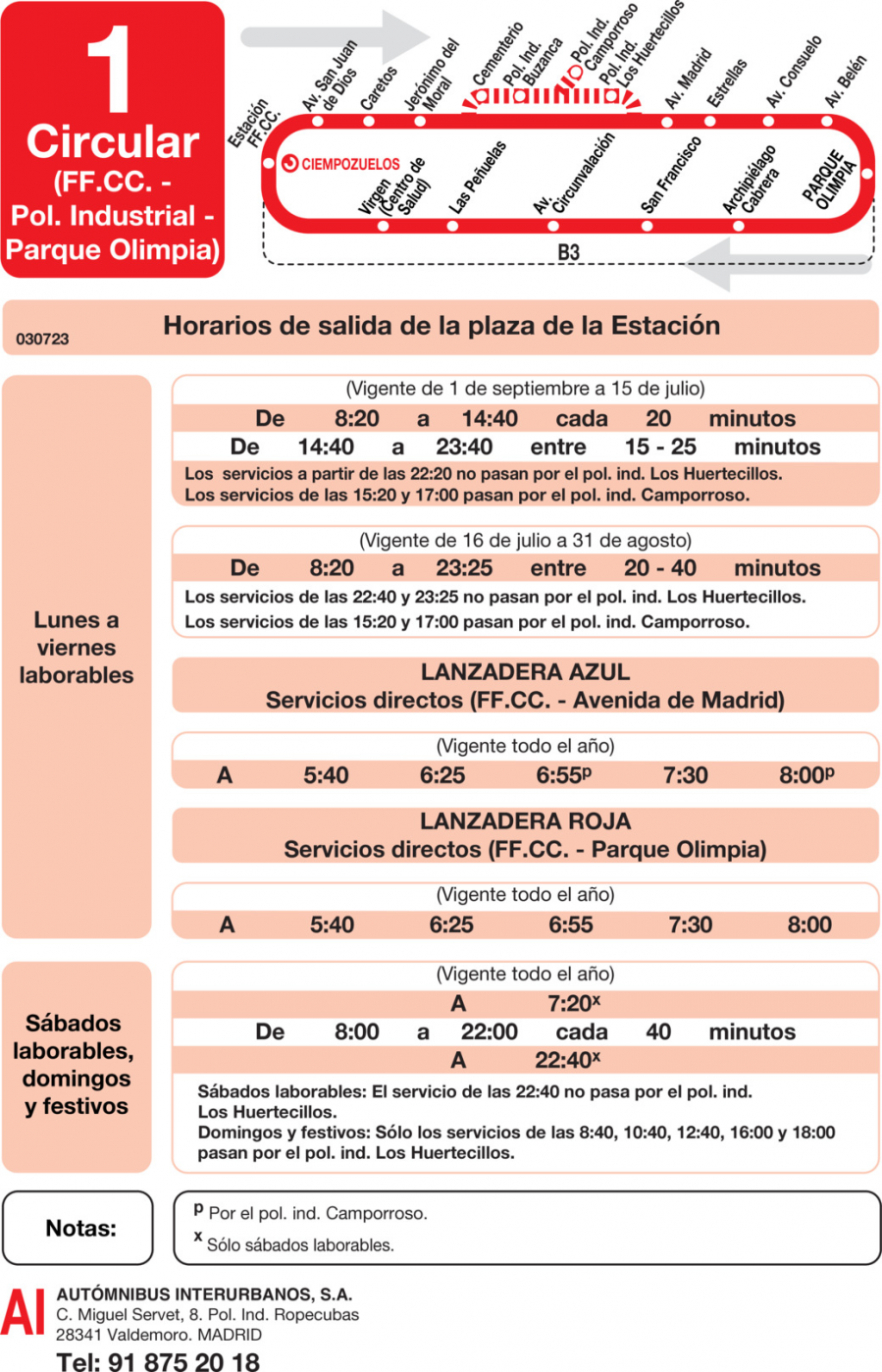 Horario de ida