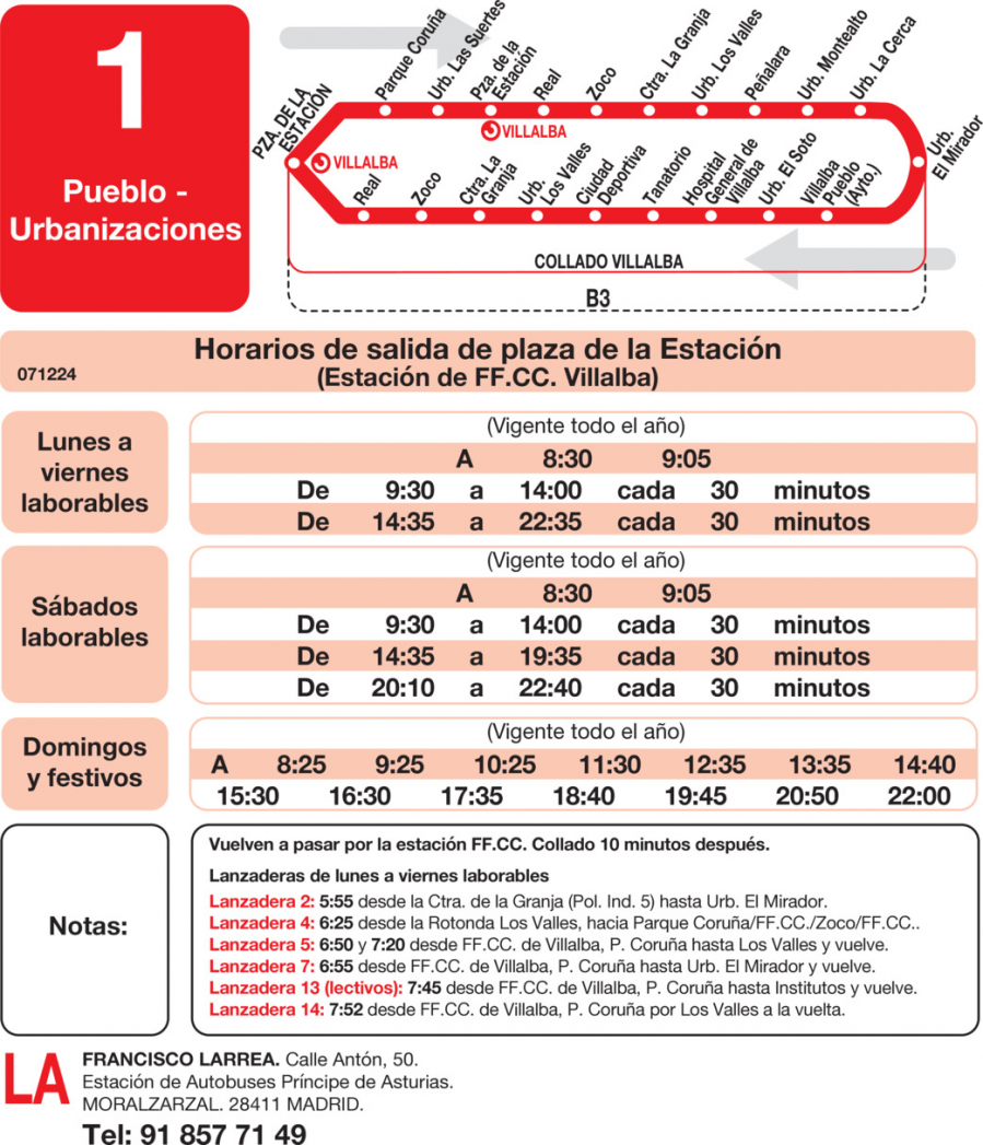 Horario de ida