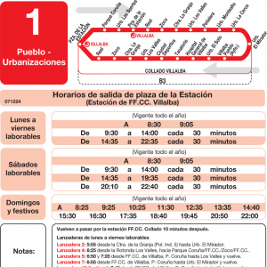 Horario de ida Línea L-1 Collado-Villalba Autobuses Urbanos