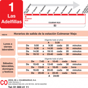 Horario de ida Línea L-1 Colmenar Viejo Autobuses Urbanos
