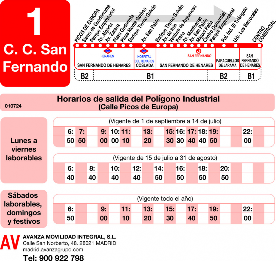 Horario de ida